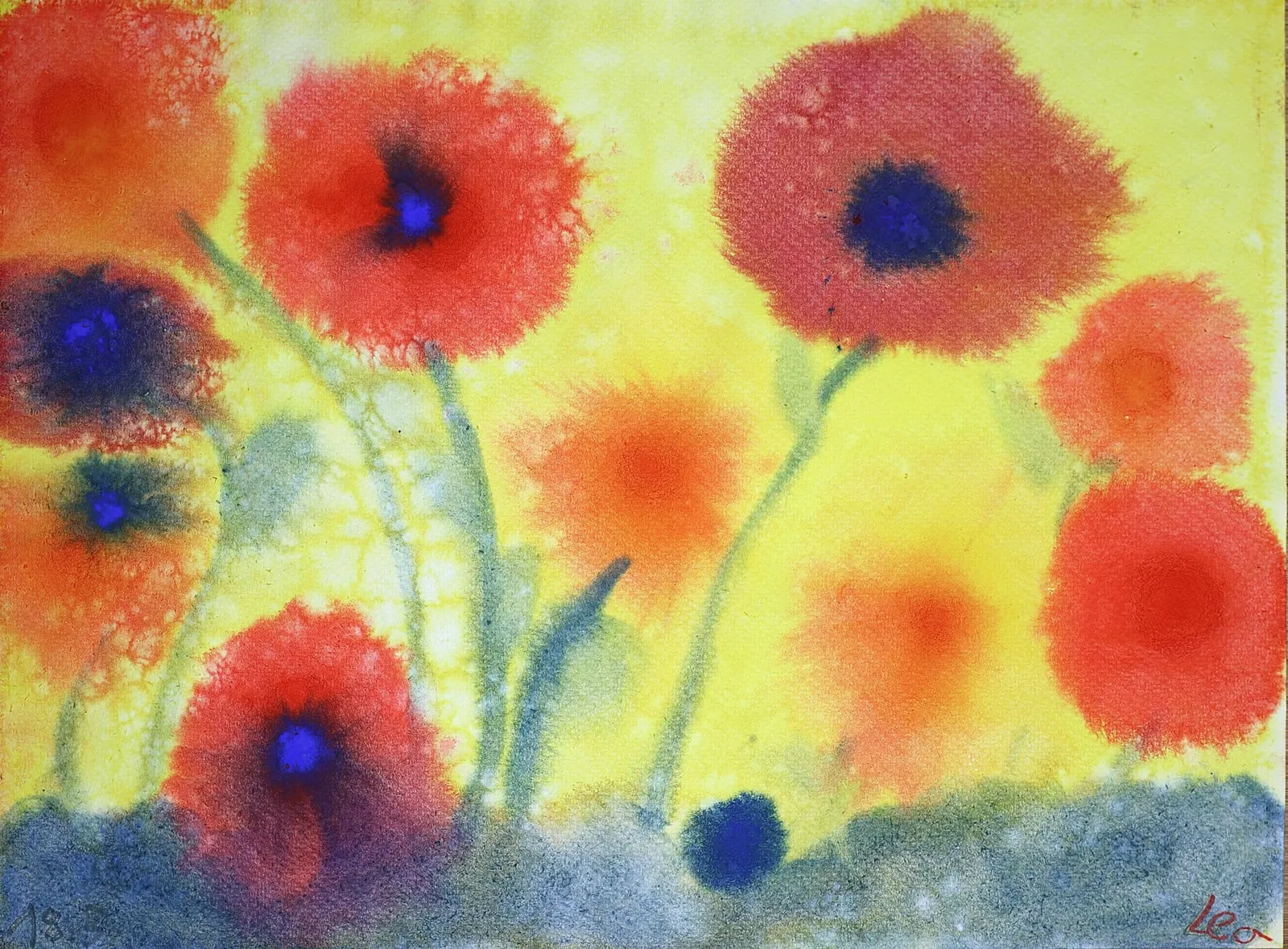 Gemälde: farbenfrohe Blumenwiese